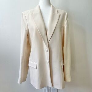 Lafayette 148 New York Notch Lapel Fitted Wool and Silk Blazer Size 14 NWT